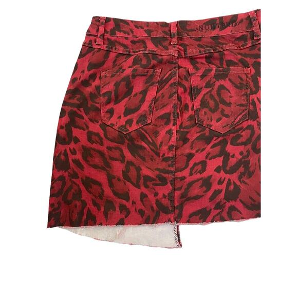 NGHTBRD European Brand Womens 26 Red Black Leopard Assymetrical Mini Skirt #499 - Picture 11 of 11